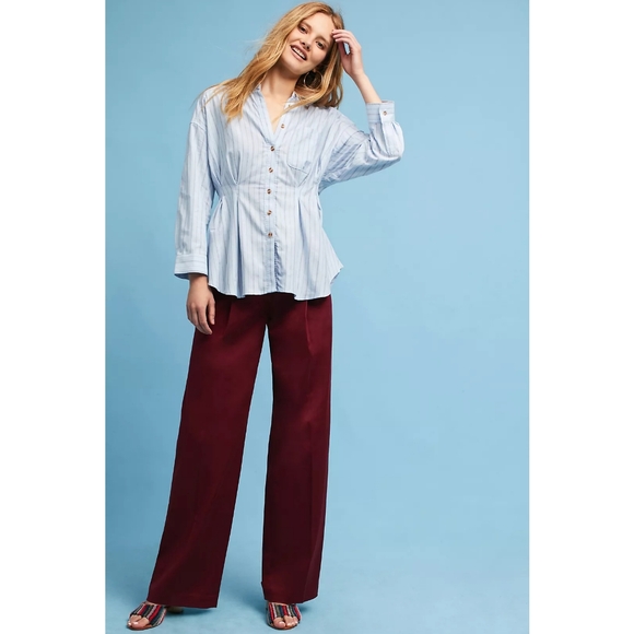 Maeve Anthropology Benna Striped Buttondown Cotton Shirt Size 2 - Picture 3 of 16